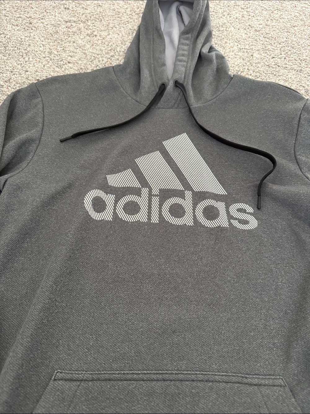 Adidas Men’s Gray Pullover Hoodie with Logo Small - Picture 2 of 6